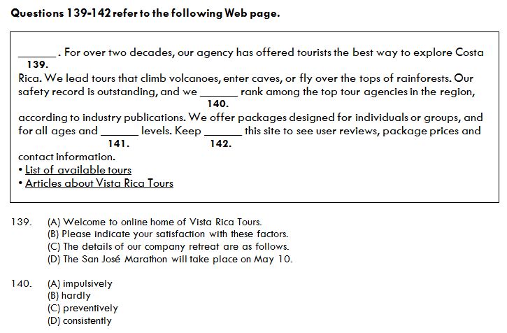 ตัวอย่างข้อสอบชุด TOEIC Updated Version มีภาพประกอบใน Part Reading